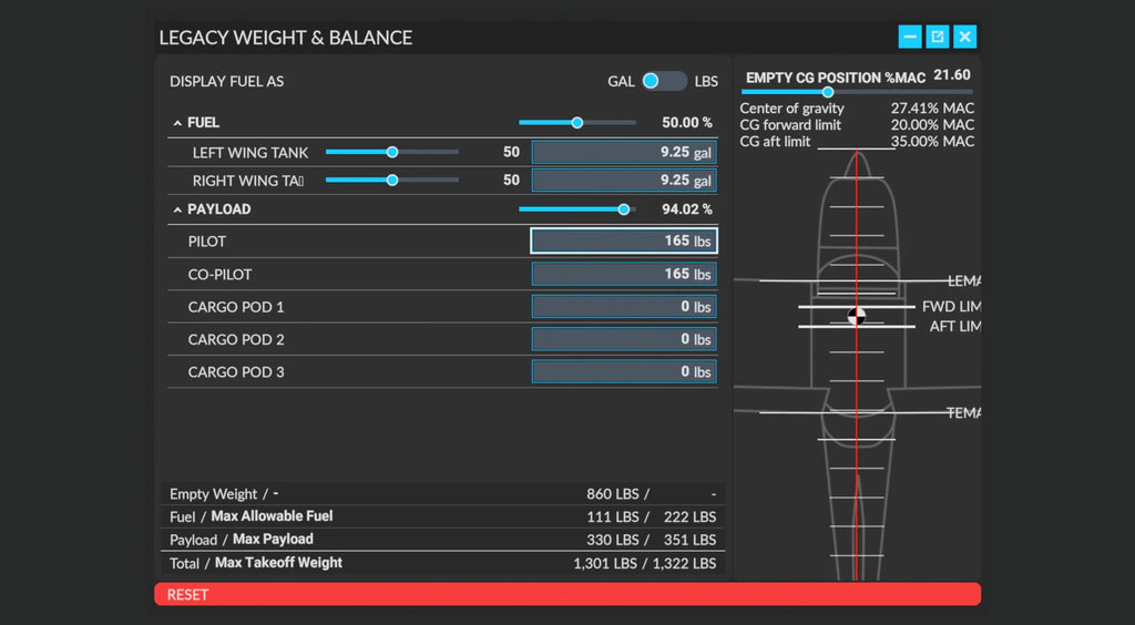 Legacy Weight & Balance MSFS24